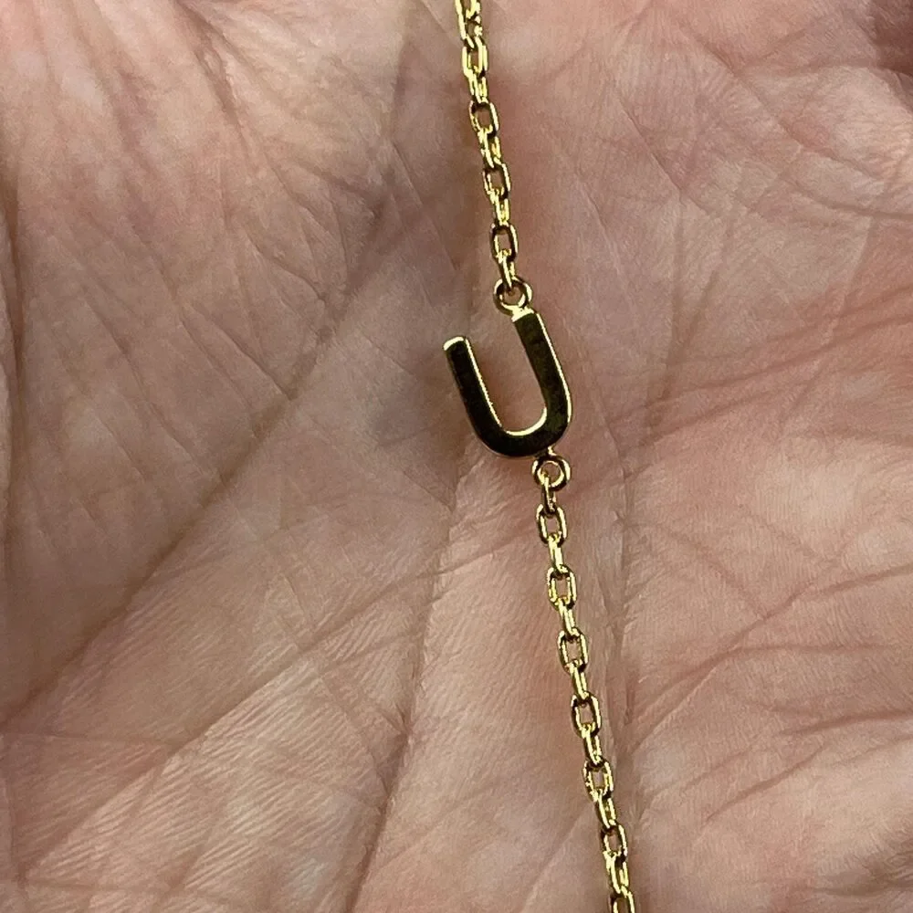 J.Crew Gold Tone Initial U Letter Pendant Chain Necklace Women Jewelry Delicate