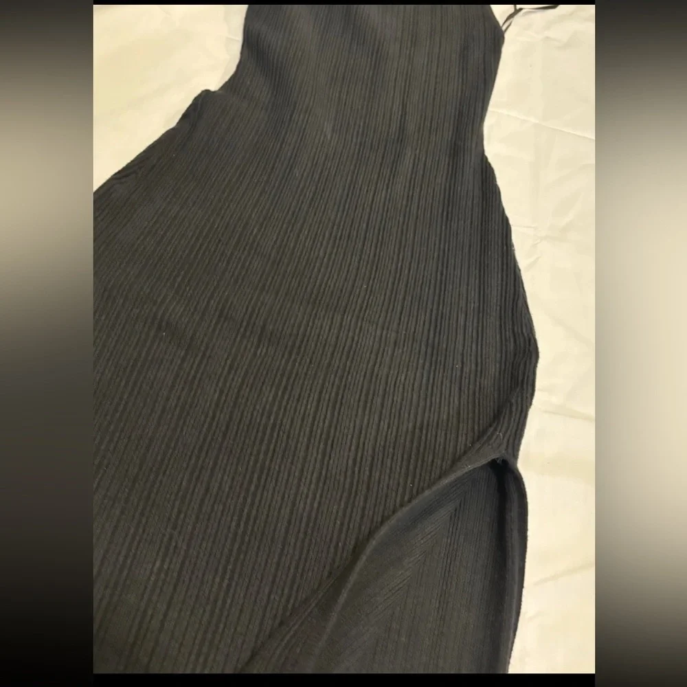 Abercrombie & Fitch Y2K Ribbed Sleeveless Maxi Dress Square Top Stop Slit XS
