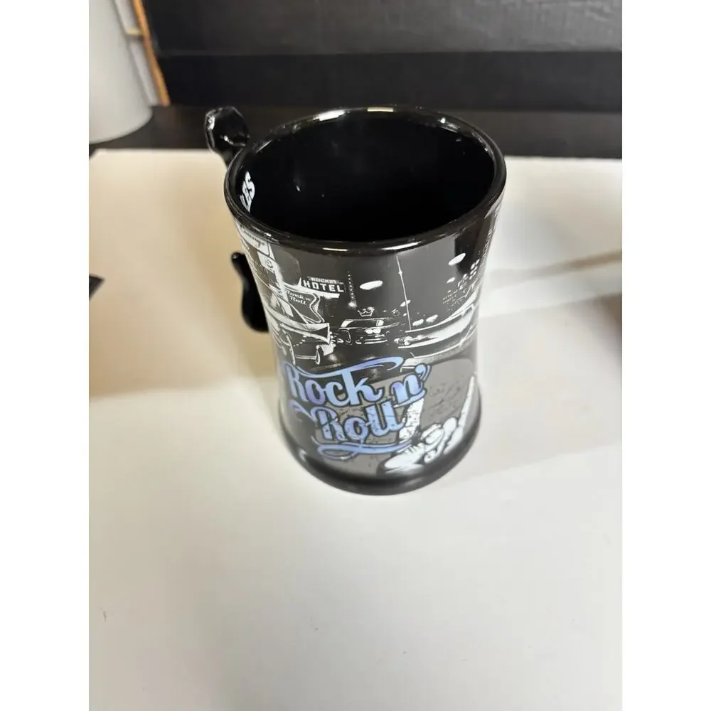 Lot Of 2 - Hard Rock Cafe Hollywood & Los Angeles Souvenir Mugs - Guitar Handle