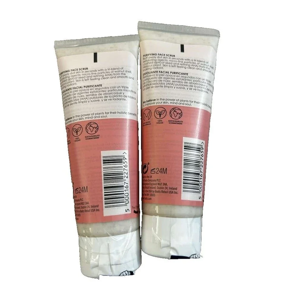 New 2 Pack Botanics Purifying Face Scrub All Bright with Hibiscus 2.5 oz