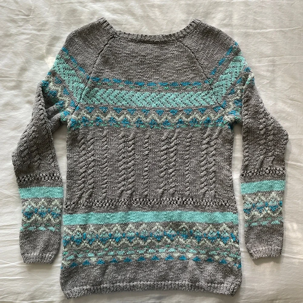 Justice Gray and Aqua Knit Sweater