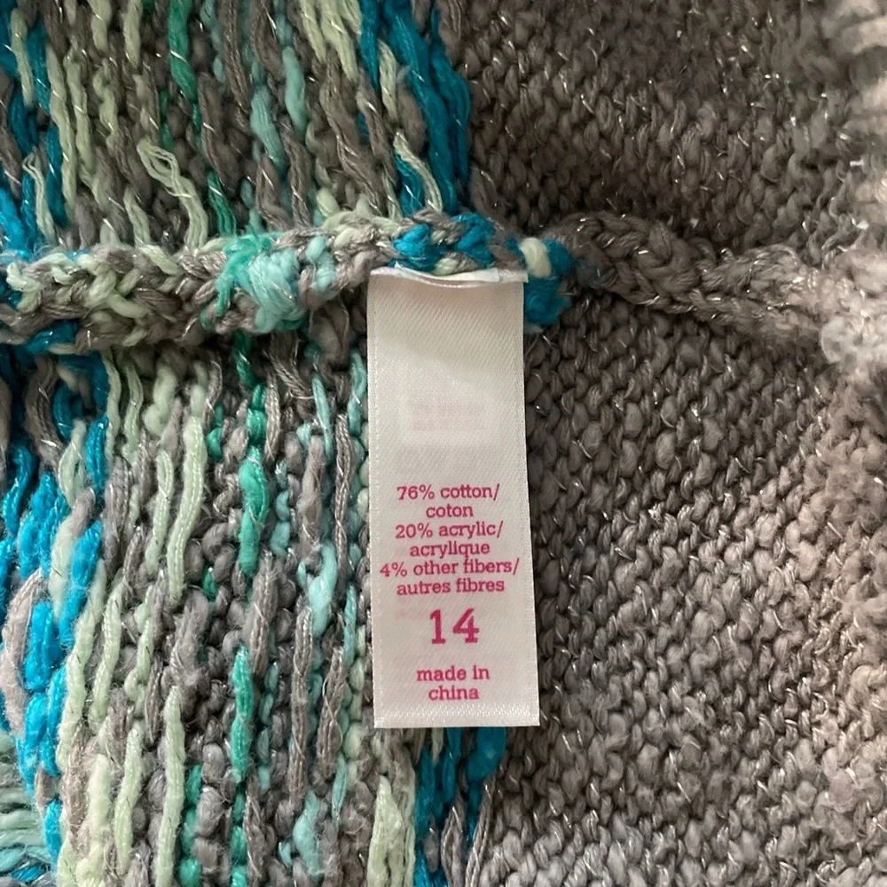 Justice Gray and Aqua Knit Sweater