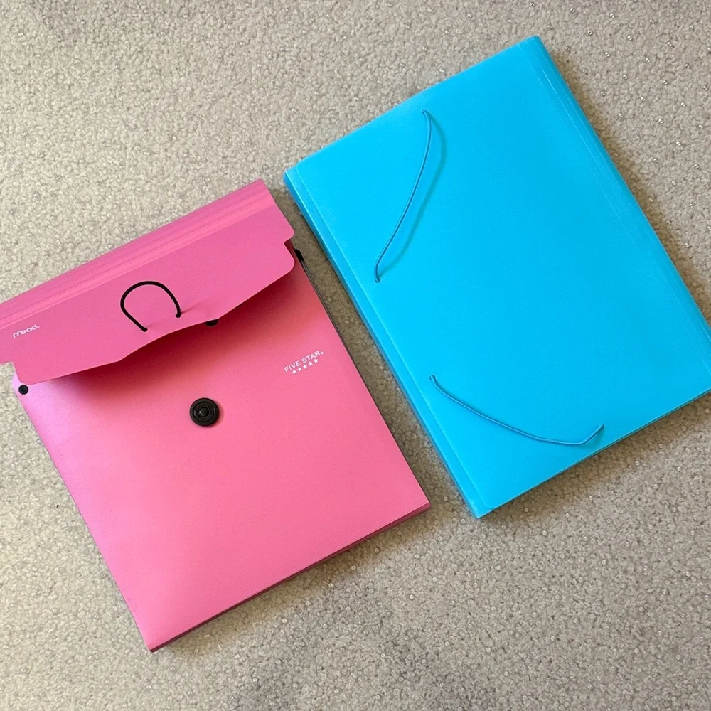 Expandable Pink and Blue Sleeves for Filing