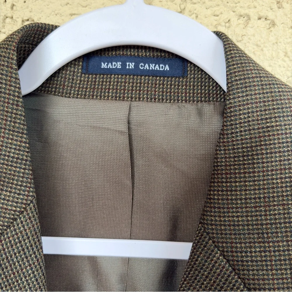 Ralph Ralph Lauren Men 40S Brown Houndstooth Wool Suit Jacket Sport Coat Blazer