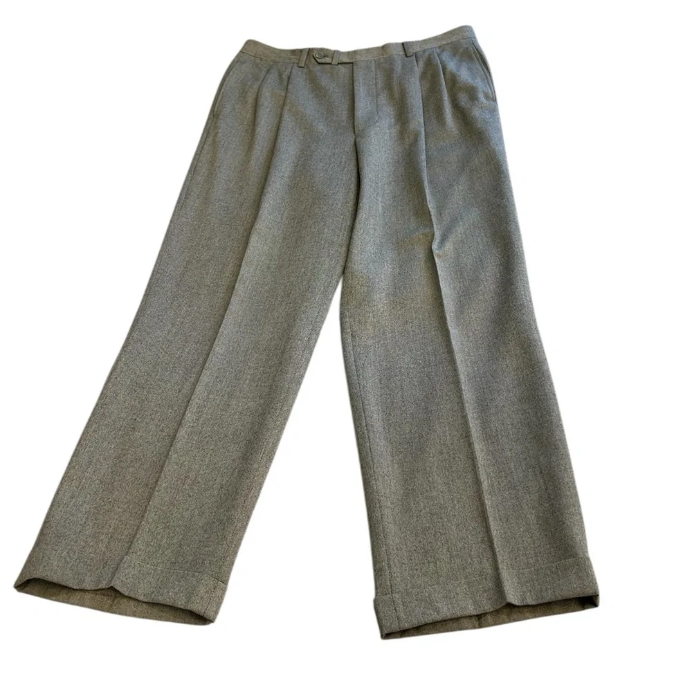 Men’s Vintage Bernard Zins Paris Pleated & Cuffed wool dress pants Size 36