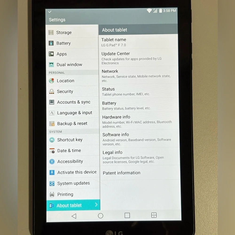 LG pad lk430