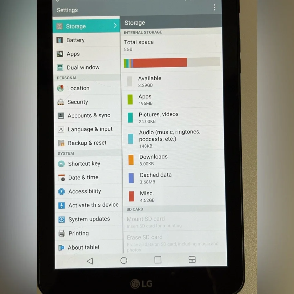 LG pad lk430