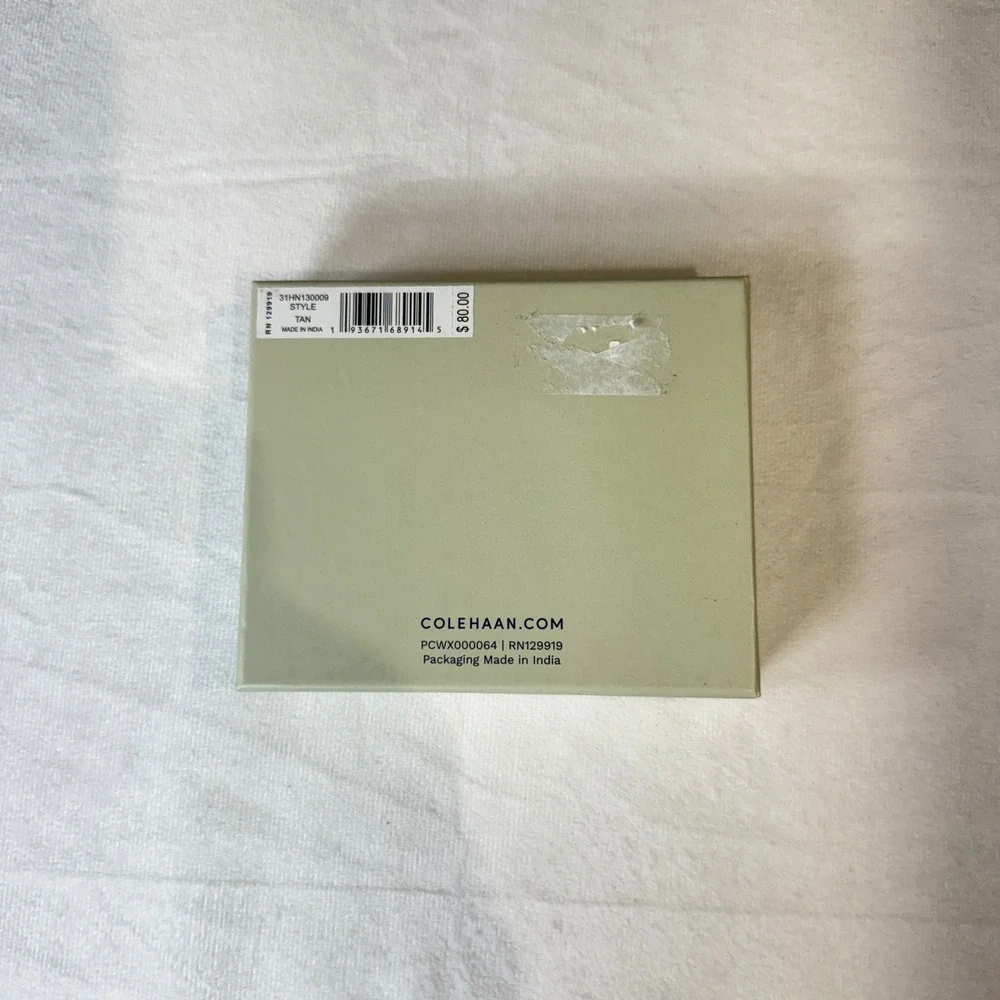Cole Haan‎ Mens Leather Bifold Wallet Tan Card Holder Classic Business Style