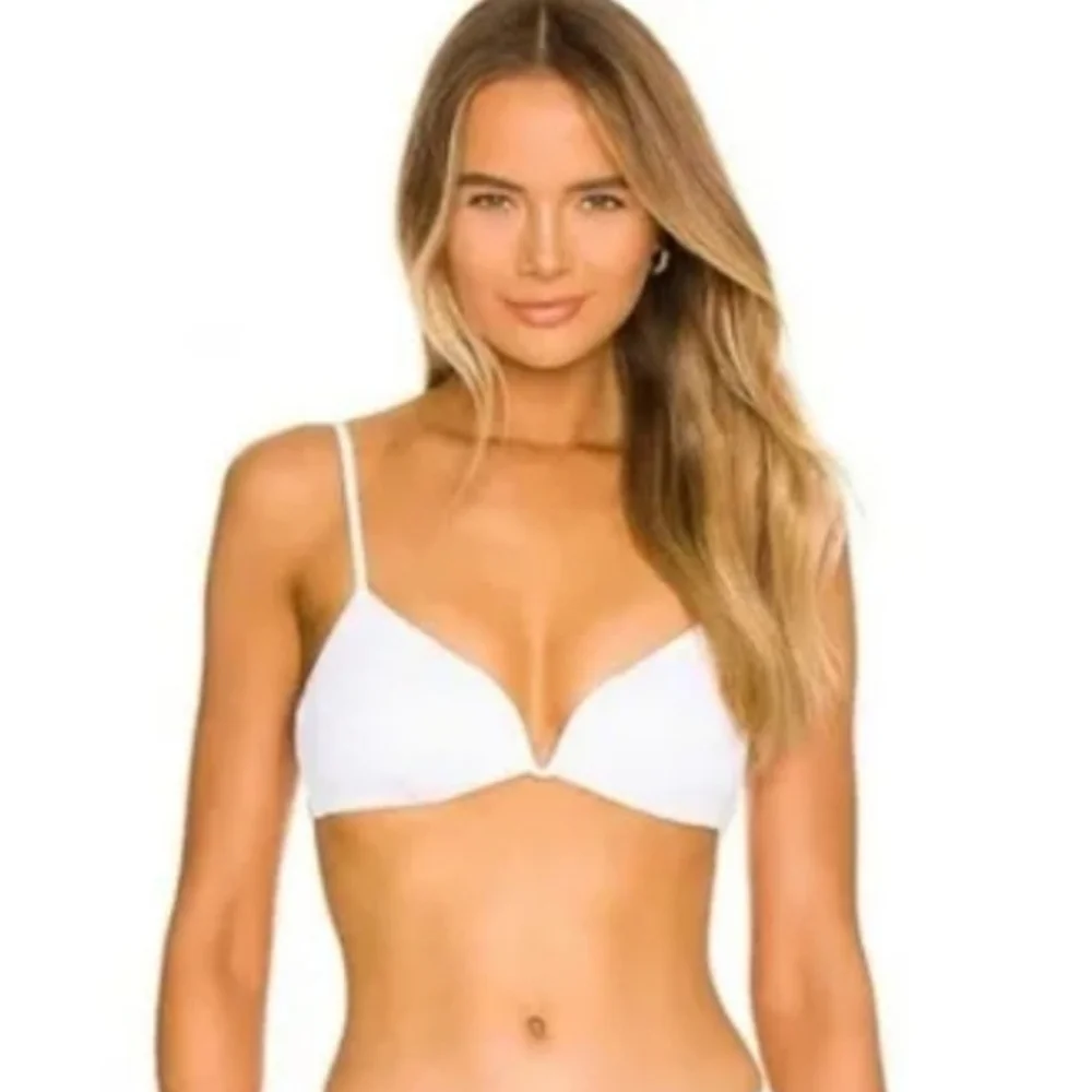 L*Space Helena Ribbed White Bikini Top XS NWT Adjustable Straps