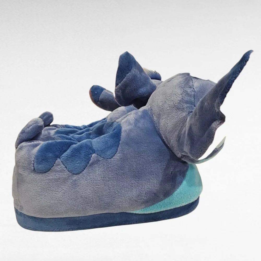 Happy Feet Disney Blue Stitch Plush Slippers Size XS