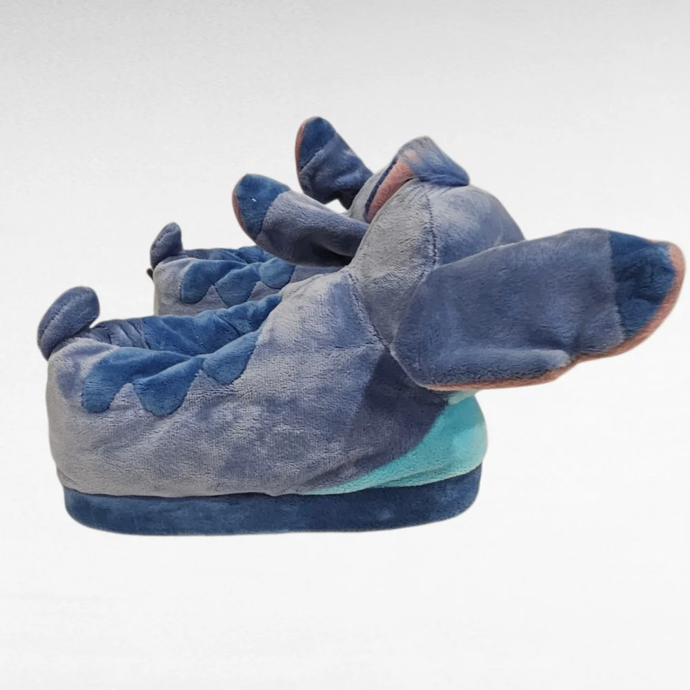 Happy Feet Disney Blue Stitch Plush Slippers Size XS