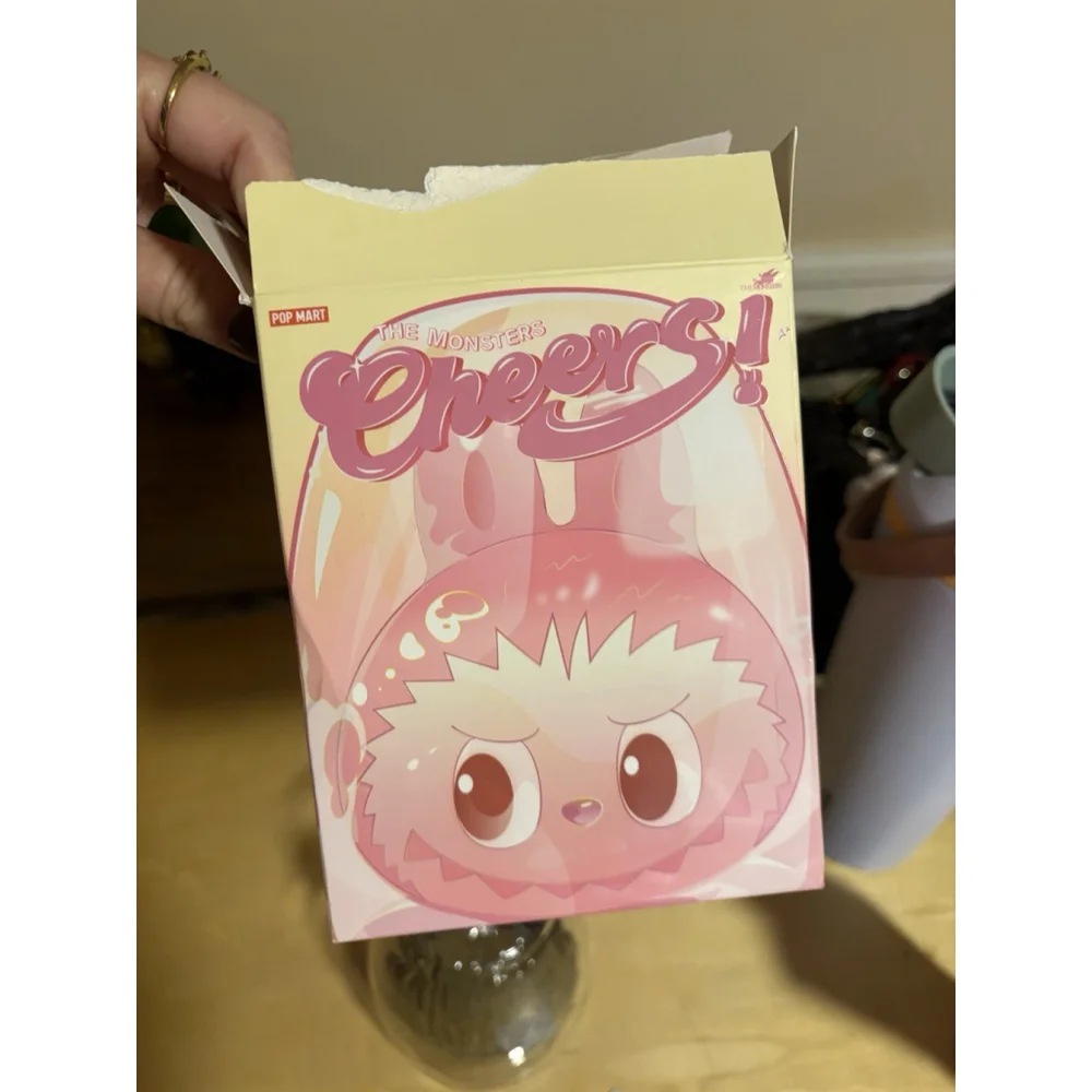 POP MART The Monsters CHEERS Labubu Sincerity Grey Glass Cup Open Box