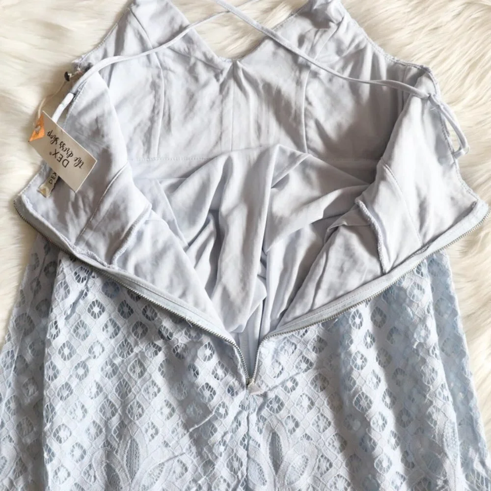 NEW Dex Blue Lace Crochet Summer Dress Size XS
