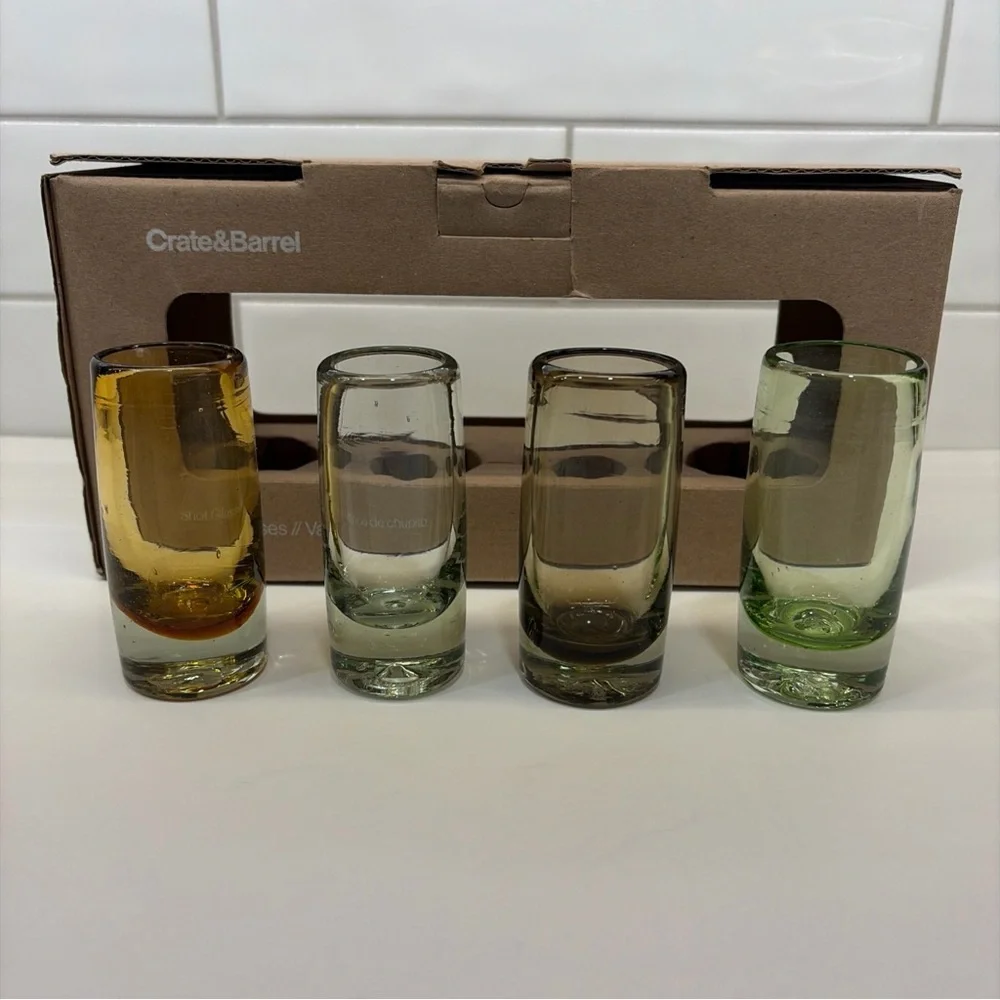 Crate&Barrel brown and Green Shot Glass Set