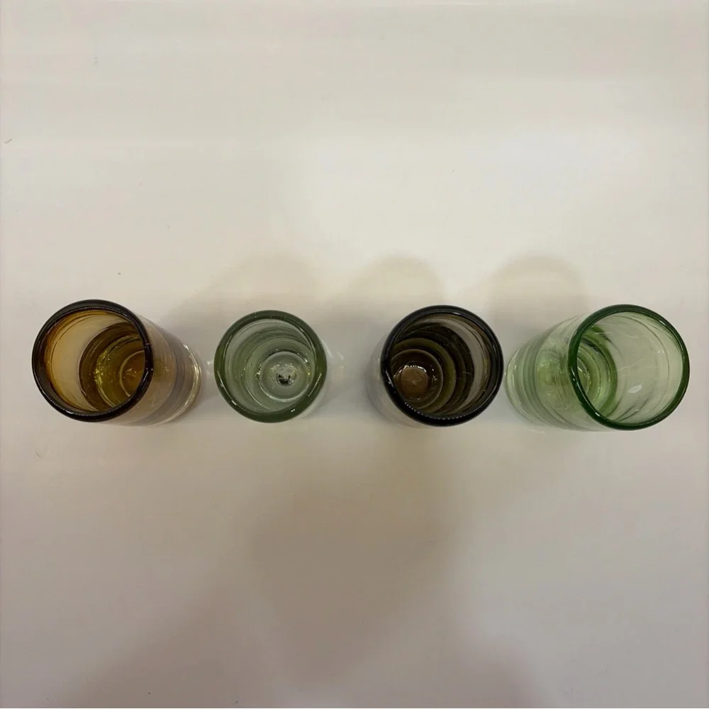 Crate&Barrel brown and Green Shot Glass Set