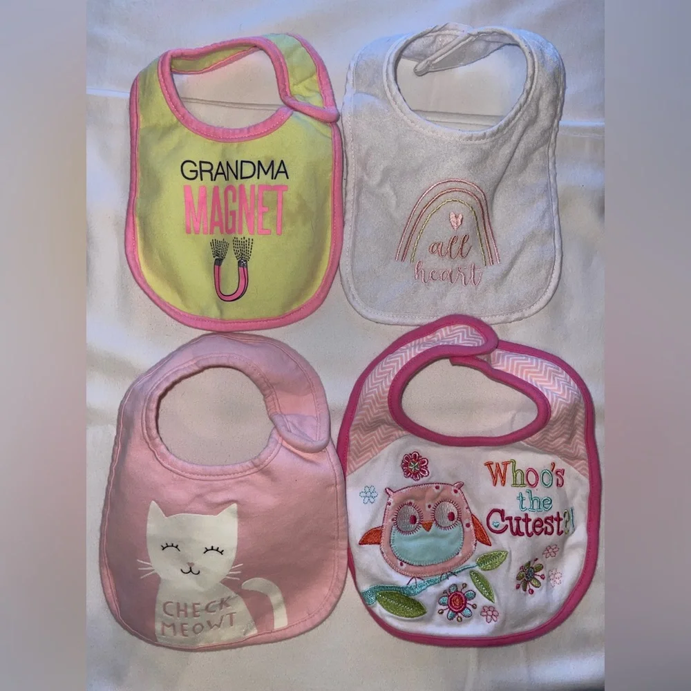 Adorable baby girl Bibs~Pink, White, Yellow