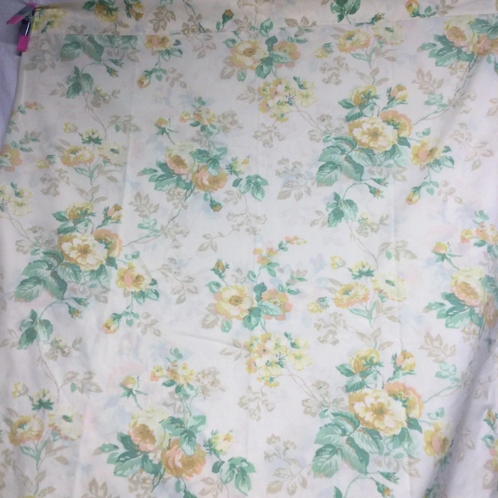 JCPenney Vintage Twin Flat Sheet Yellow Green Floral Patterned