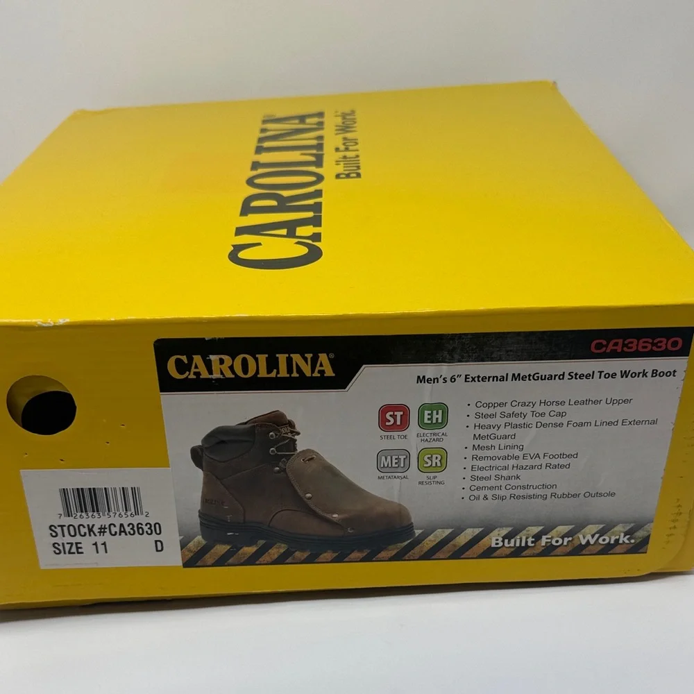 NWT Men's Carolina CA3630 6” external MetGuard Steel Toe Work Book