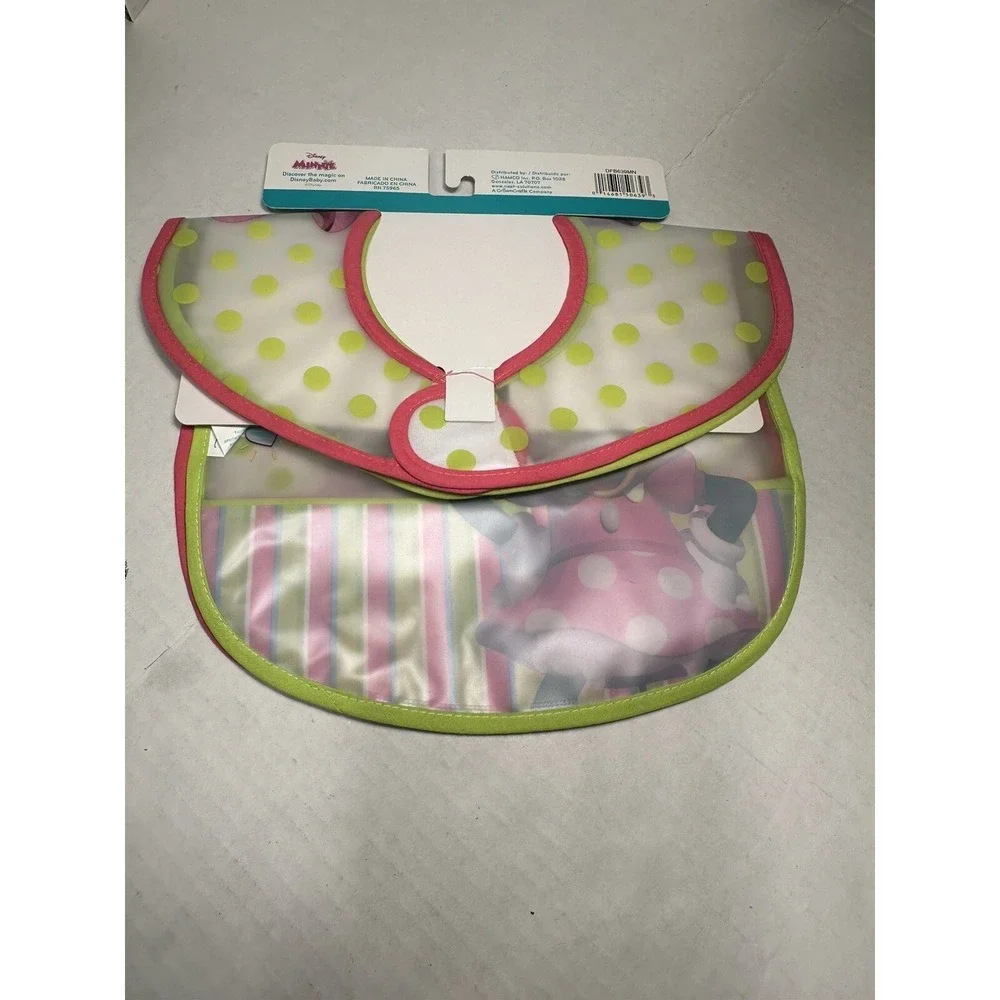 baby toddler bibs 2 pack water resistant minnie mouse disney