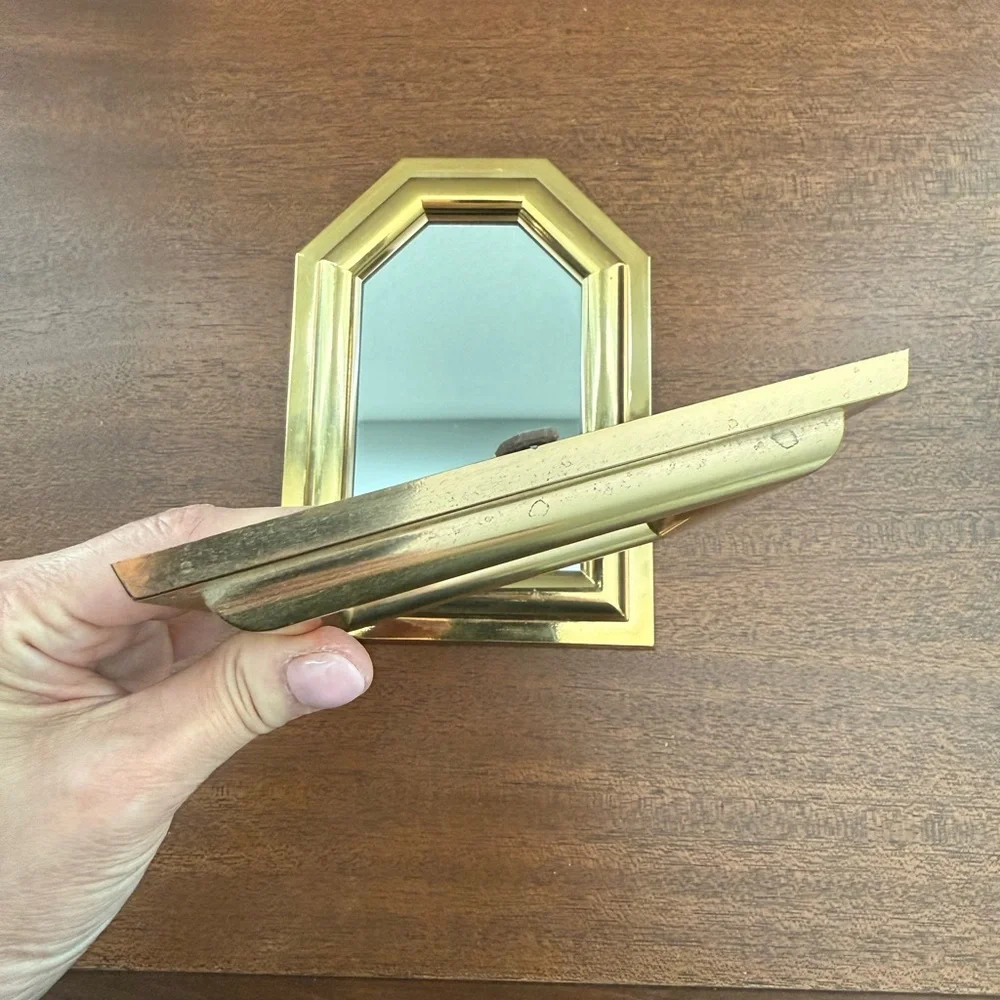 Vintage MCM Burwood Gold Tone Wall Mirror Set