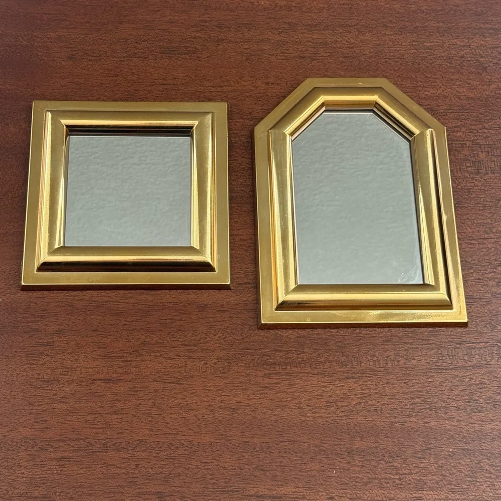 Vintage MCM Burwood Gold Tone Wall Mirror Set