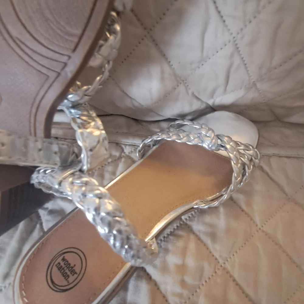 Wonder Nation Silver Braided Sandals