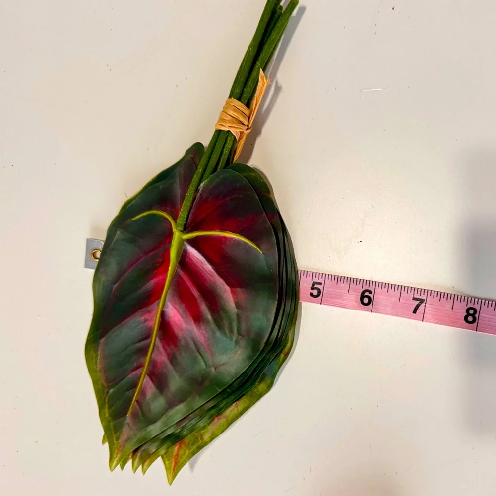 7 LIFELIKE Red Caladium Leaves Flower Picks Floral Home Decor Arrangement Wreath