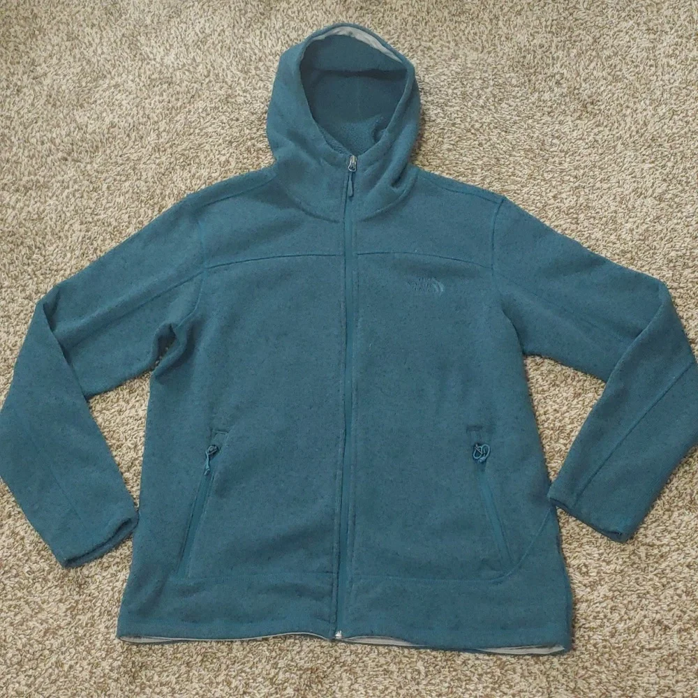 The North Face Men's Teal Blue Fleece Jacket Hoodie Size Large