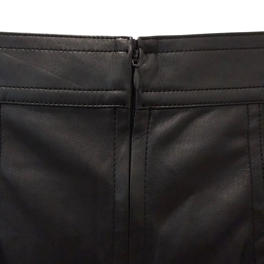 Ann Taylor Women’s Black Faux Leather Pencil Skirt Size 10 Midi Work Office