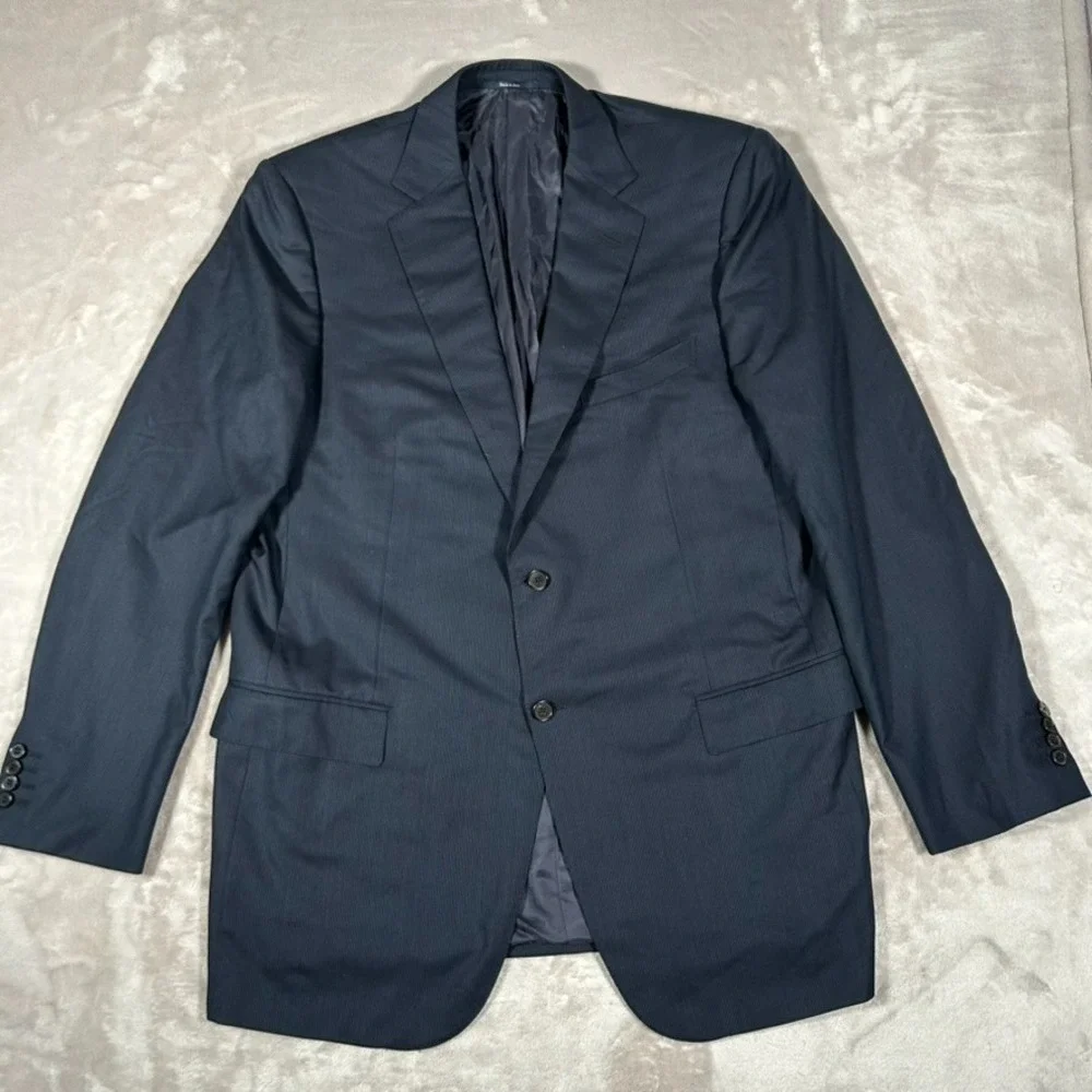 Ermenegildo Zegna Blazer Mens 46L Blue Striped Wool Sport Coat Made In Italy EUC