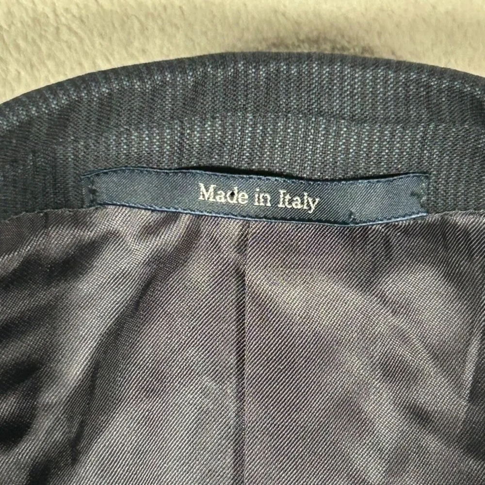 Ermenegildo Zegna Blazer Mens 46L Blue Striped Wool Sport Coat Made In Italy EUC
