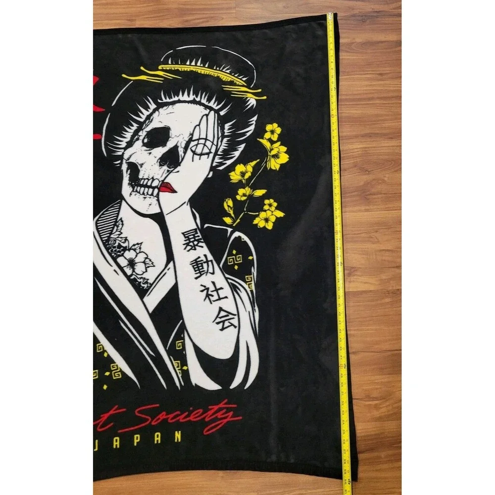 Riot Society Skeleton 48 x 60 Fleece Throw Blanket Japan Reaper Geisha Shame 2.0