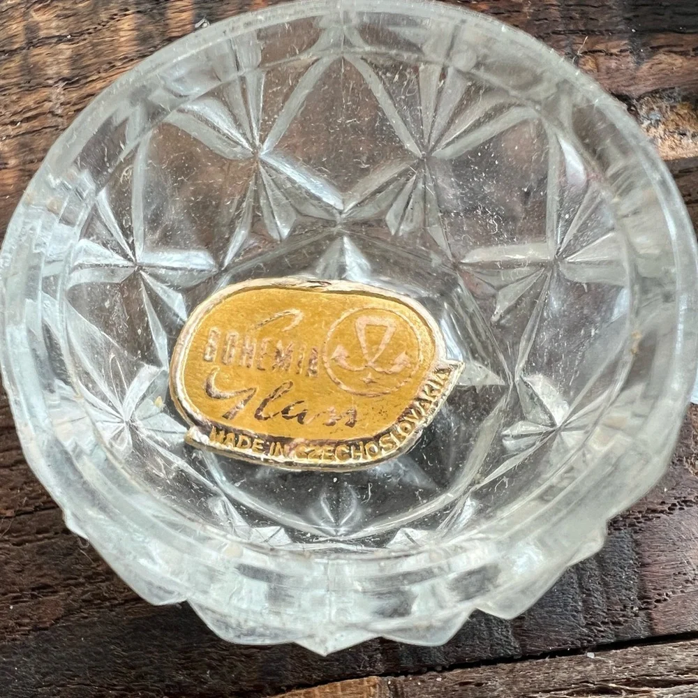 Vintage Bohemia Glass Salt Cellars Set Of 6