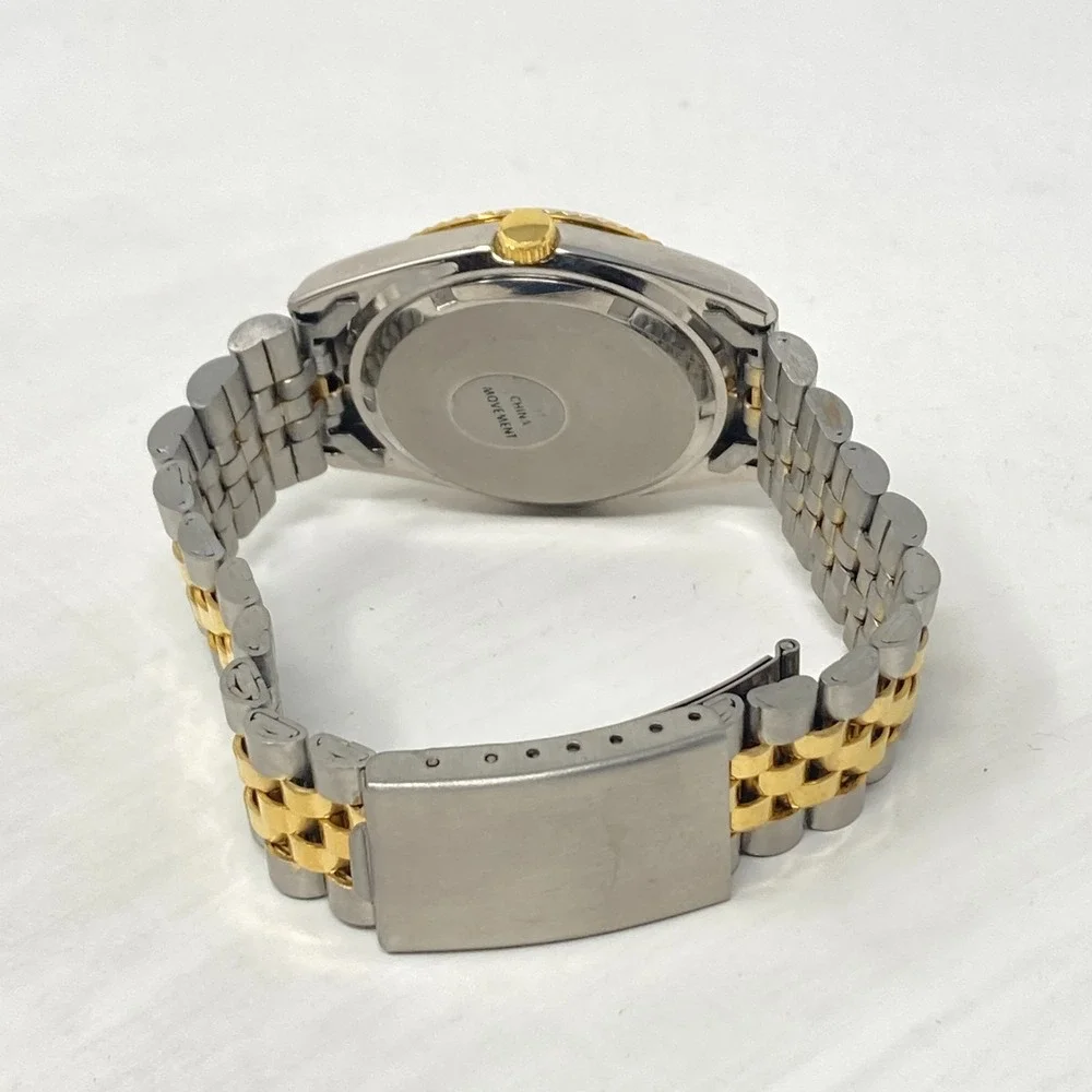 Pillsbury Watch Men 35mm Silver Gold Two Tone Date Bubble Round New Battery 7