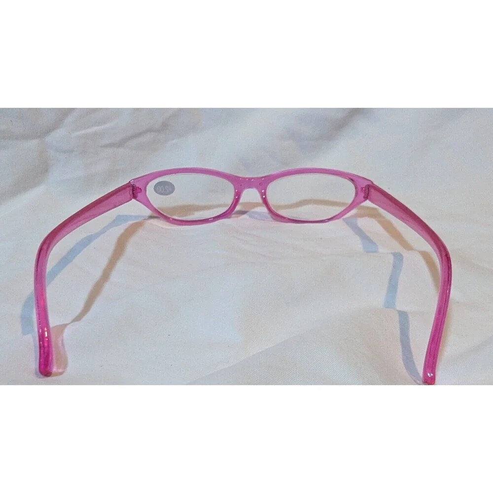Pink Womans Round Reading Glasses +2.00