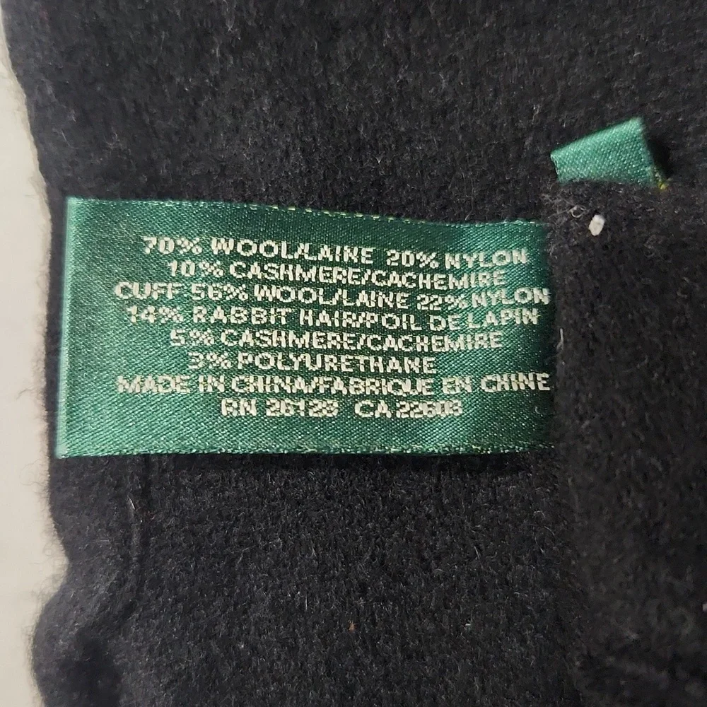 Lauren Ralph Lauren Wool & Cashmere Black Checked Gloves Size Small