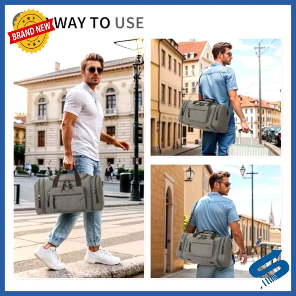 Expandable Canvas Travel Duffel Weekender Bag Lightweight Carry-On with