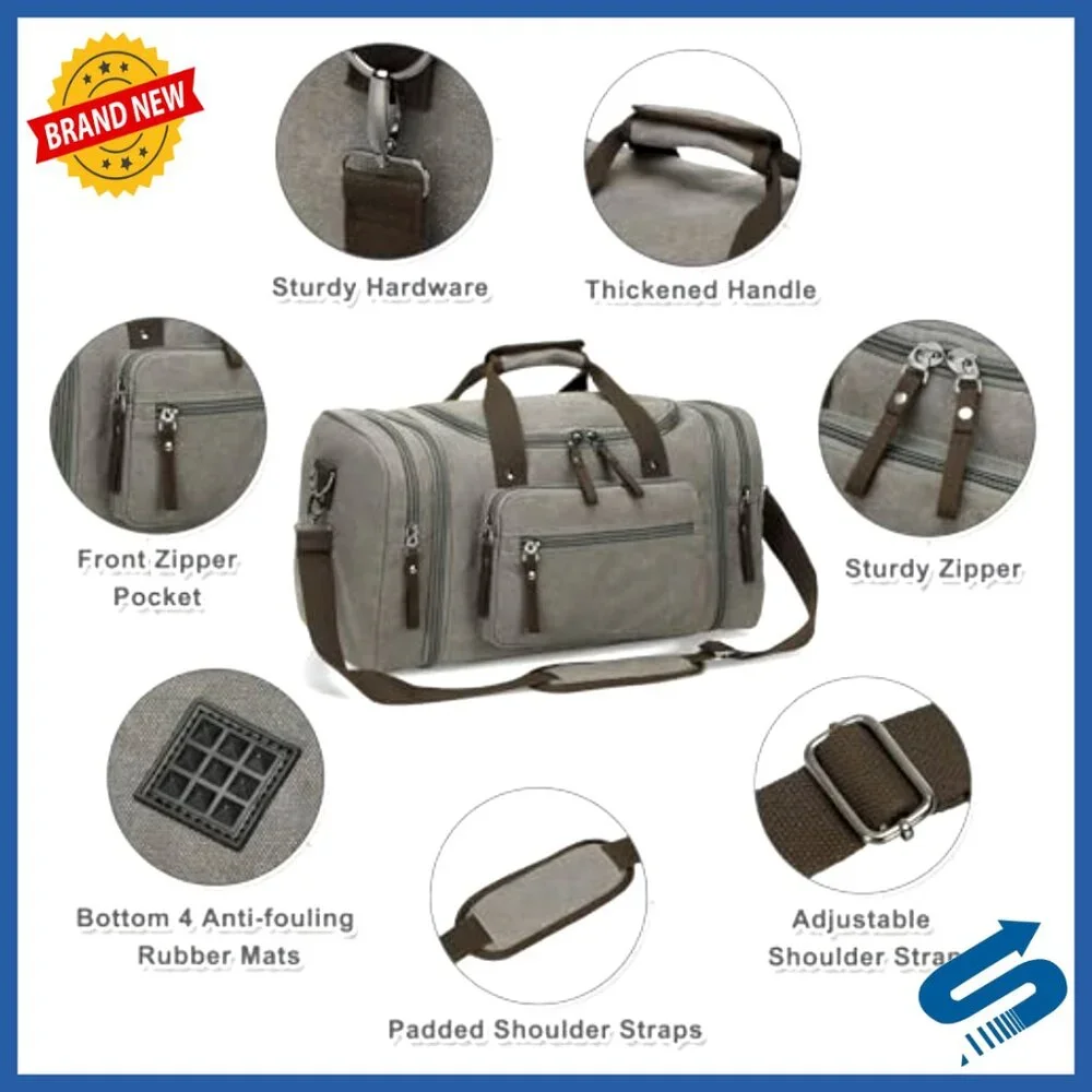 Expandable Canvas Travel Duffel Weekender Bag Lightweight Carry-On with
