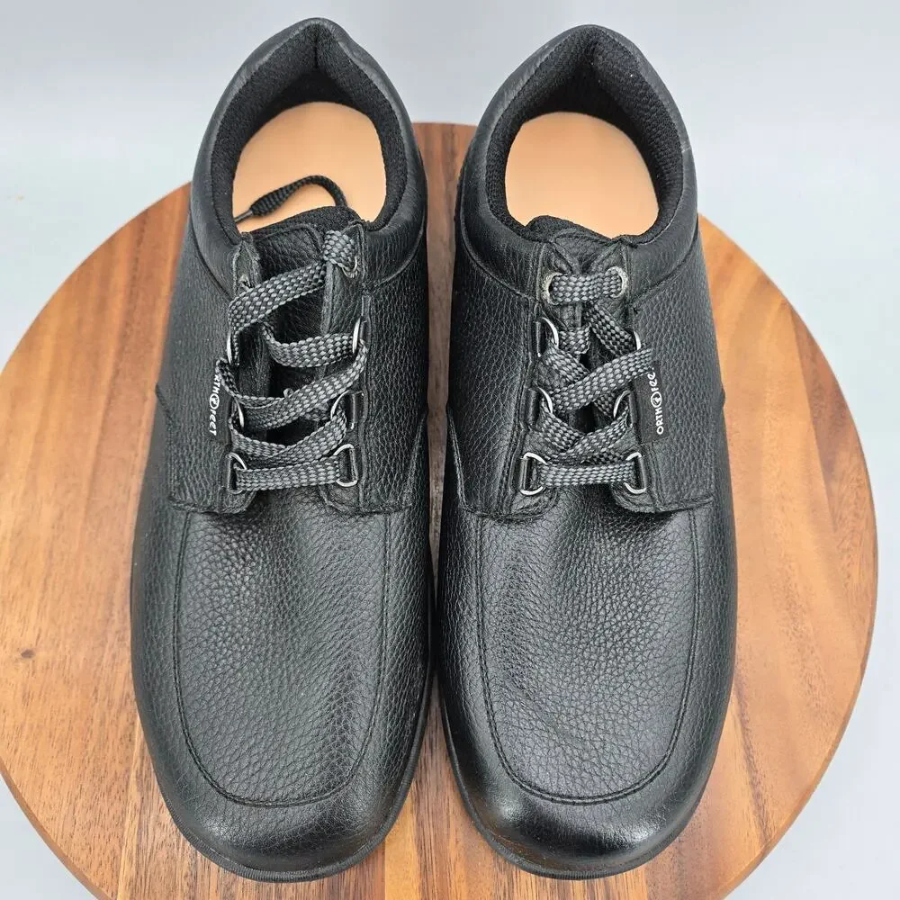 Orthofeet Shoes Mens 11 2E Wide Black Leather Comfort Orthopedic Walking Sneaker