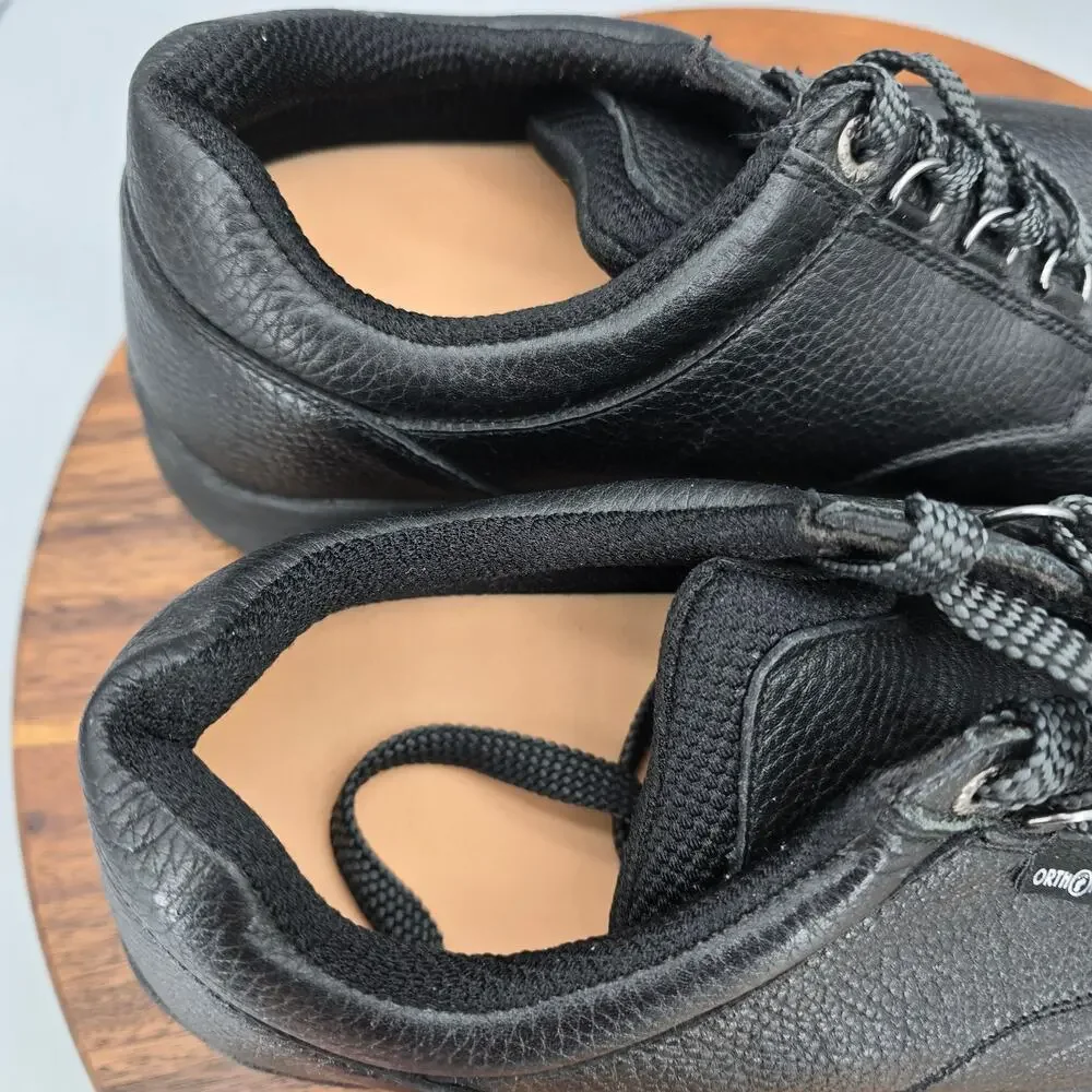 Orthofeet Shoes Mens 11 2E Wide Black Leather Comfort Orthopedic Walking Sneaker