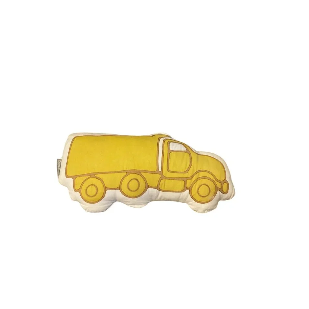 Crate & Barrel Kids Yellow Truck Shaped Decorative Pillow Nursery Bedroom Beddin