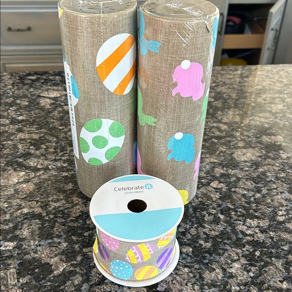 CELEBRATE EASTER MESH & WIRED RIBBON LOT OF 3 NWT