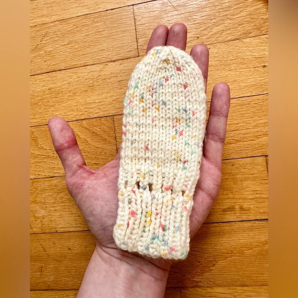 Handmade newborn mittens