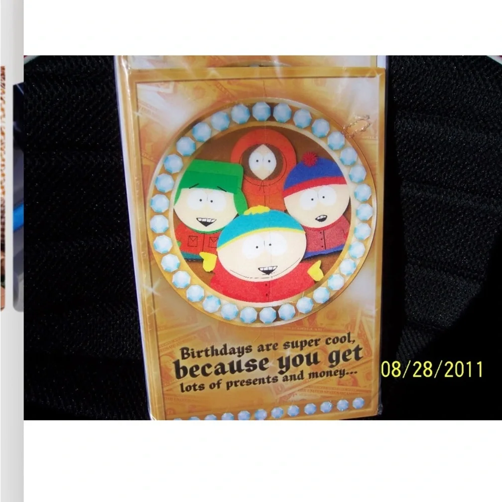 south park or boy picking nose 1pc motion holographic birthday card NW funny fun