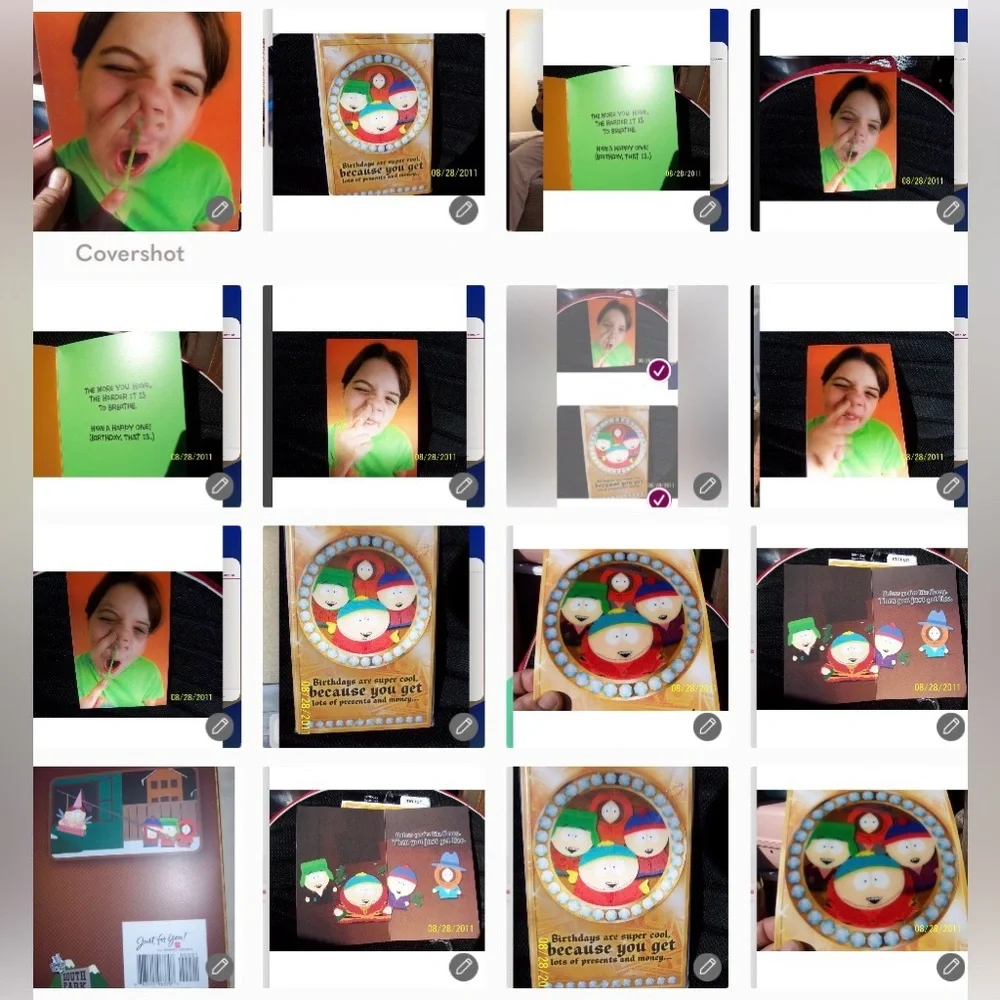 south park or boy picking nose 1pc motion holographic birthday card NW funny fun