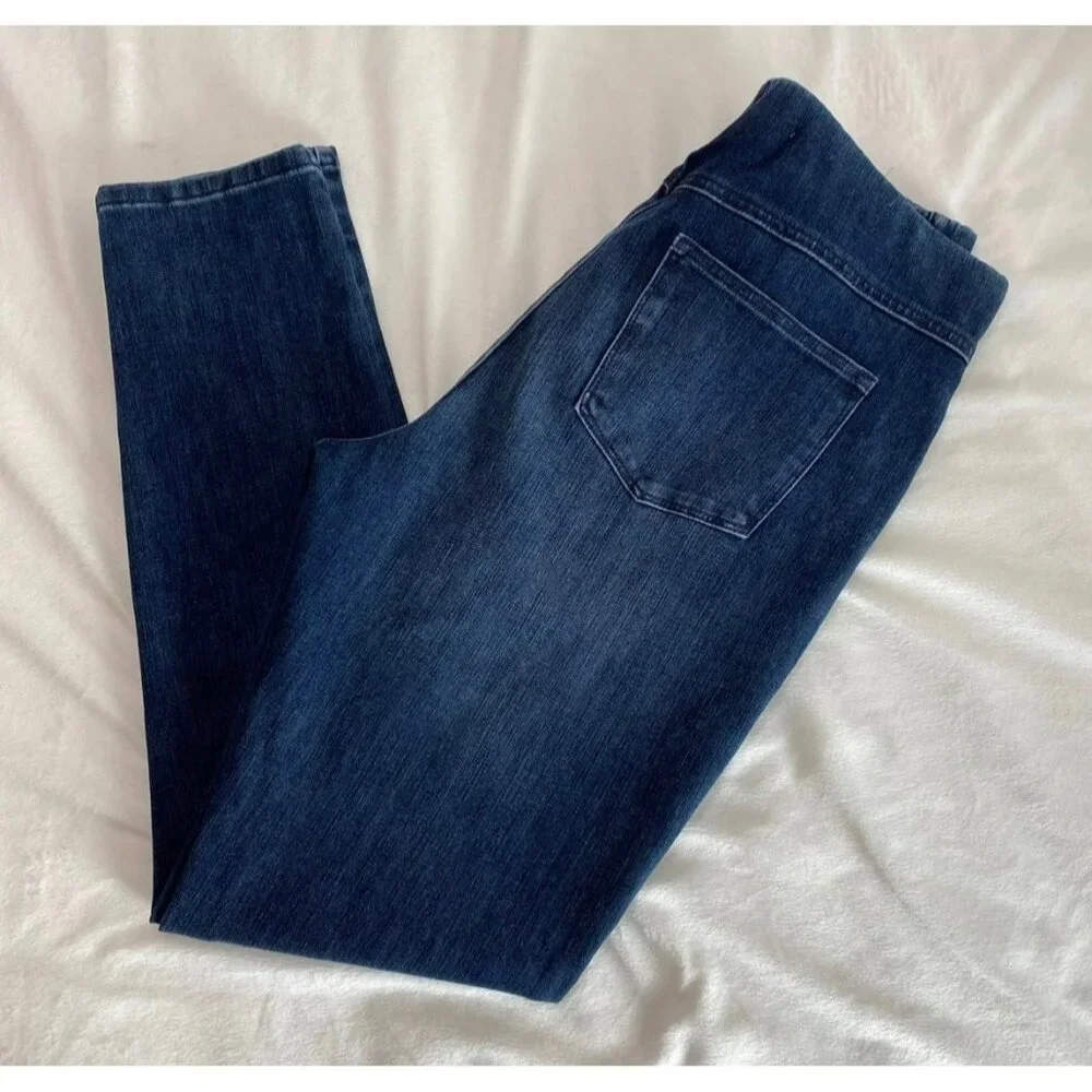 Soft Surroundings Pull-On Cropped Skinny Jeans Tall Medium Tall Blue Denim Elast