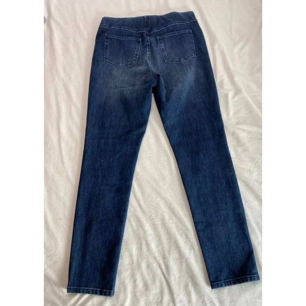 Soft Surroundings Pull-On Cropped Skinny Jeans Tall Medium Tall Blue Denim Elast