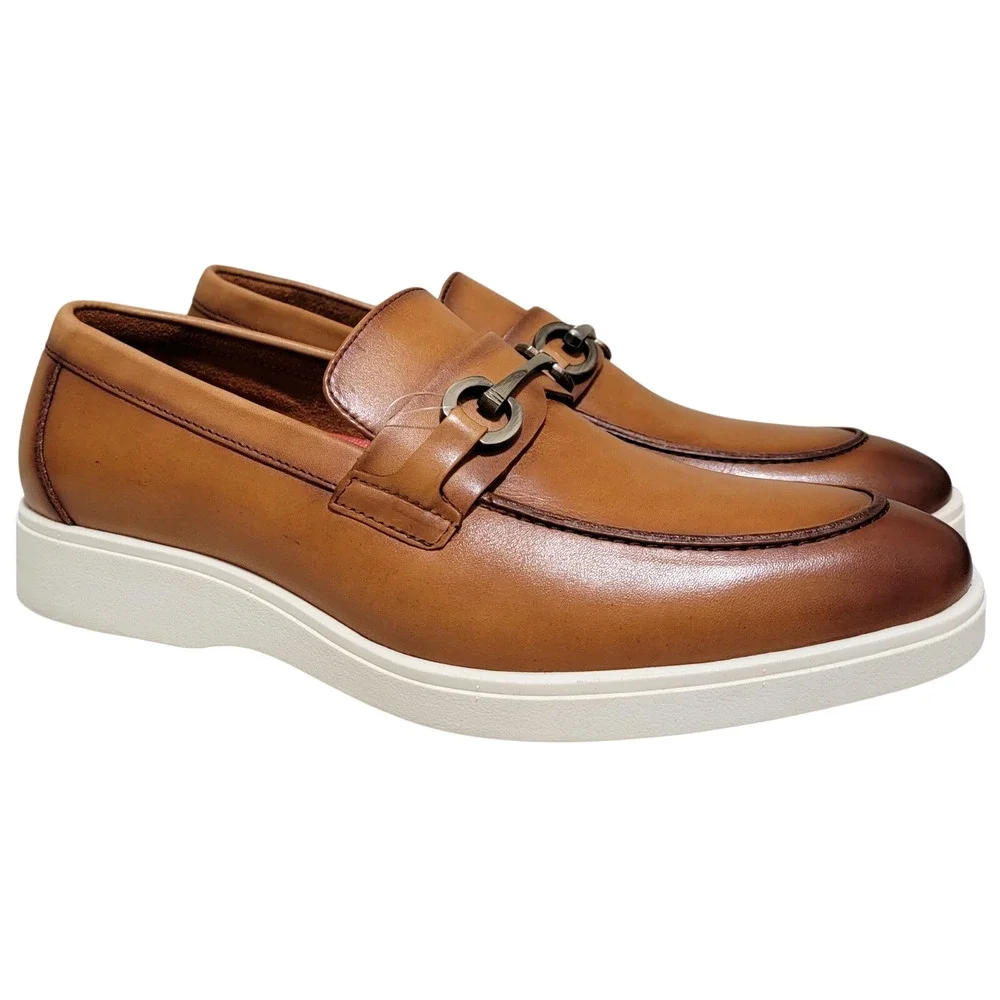 Stacy Adams Men Slip On Horsebit Loafer Samuel Size US 9.5M Tan Brown Leather