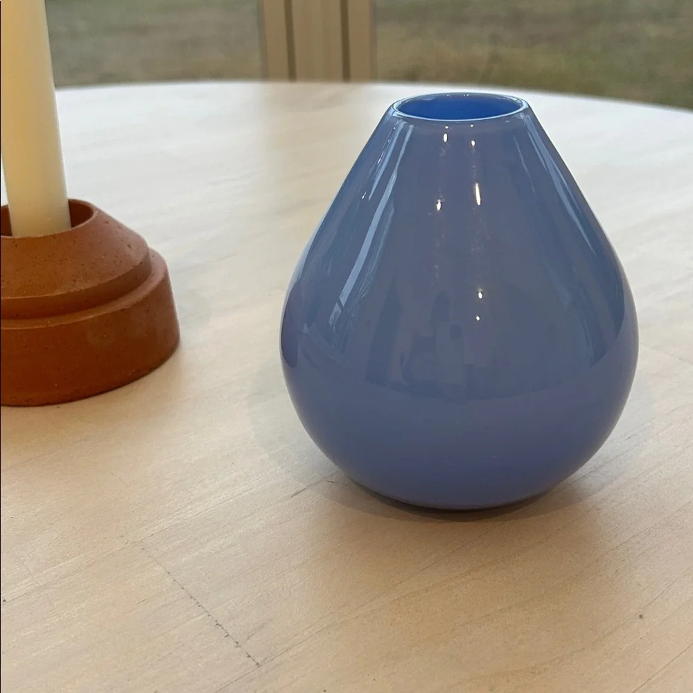 Crate & Barrel Periwinkle Glass Bud Vase