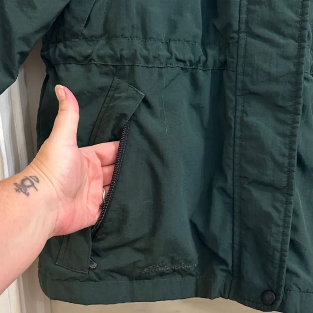 Eddie Bauer Chore Coat Womens XS Hooded Zip Outdoor Ski Barn Fleece Lined Green